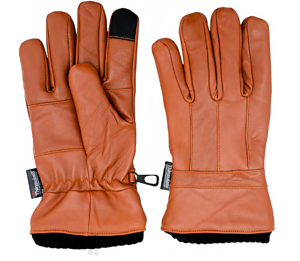 Winter Gloves- Men- Supple Leather- 3M Fleece Insulated- Elegant Style- Comfortable and Soft- Size Medium-By North Gloves