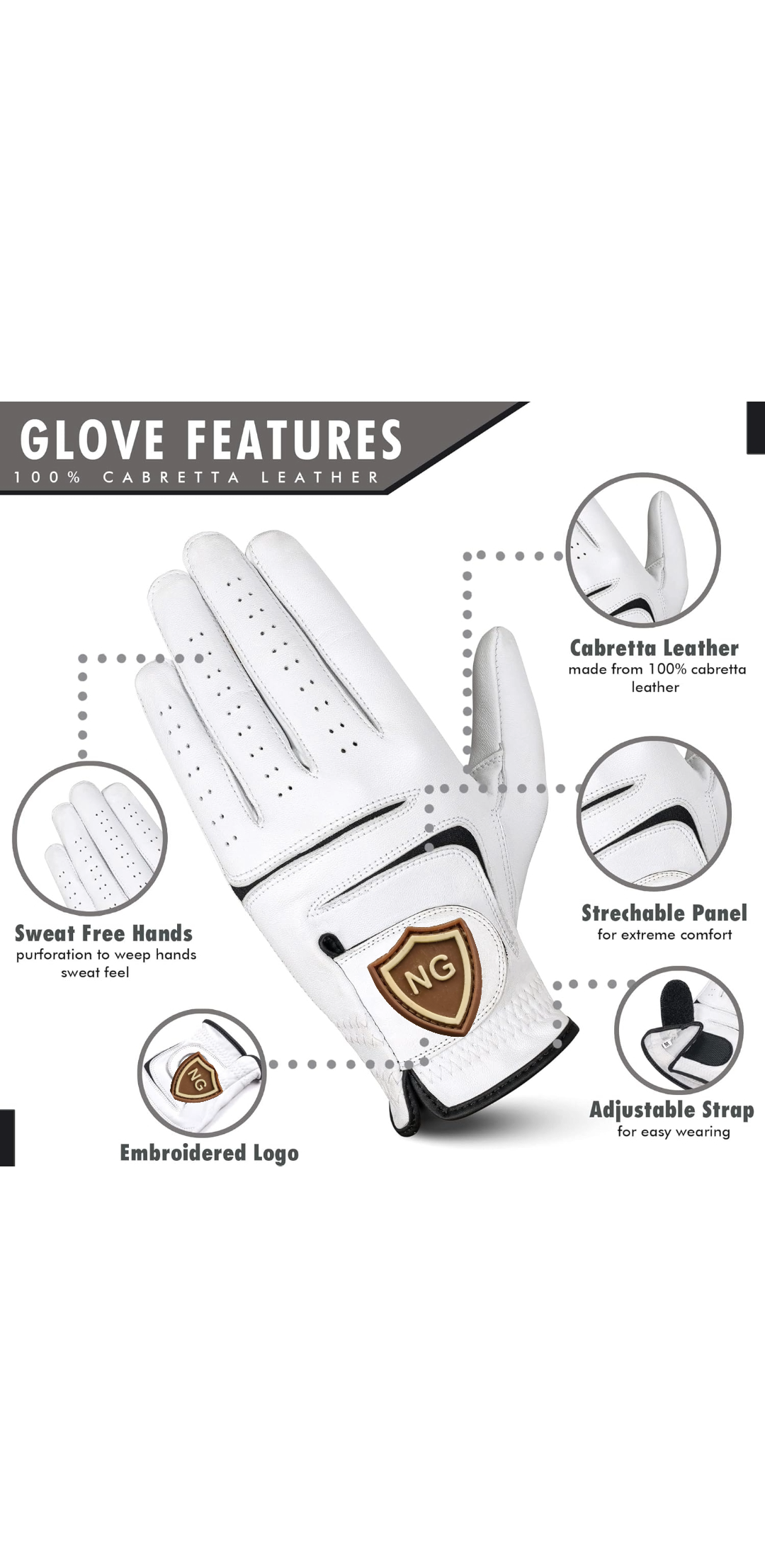Golf Gloves- Cabretta Leather - M/L Size- Left Hand Only