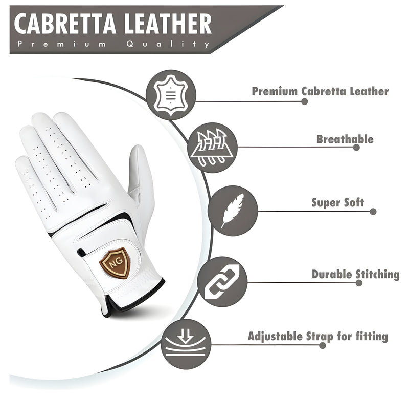 Golf Gloves- Cabretta Leather - M/L Size- Left Hand Only