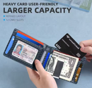 RFID Slim Leather Wallet with Money Clip, Larger Capacity up to 12 Cards- Color Black with Orange