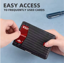 RFID Slim Leather Wallet with Money Clip, Larger Capacity up to 12 Cards- Color Black with Orange