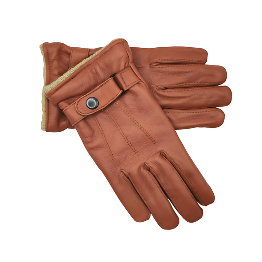 Women Winter Fashion Gloves - Made of Premium Sheep Leather - Fleece Insulation- Size Large - Touchscreen - Tanny Brown