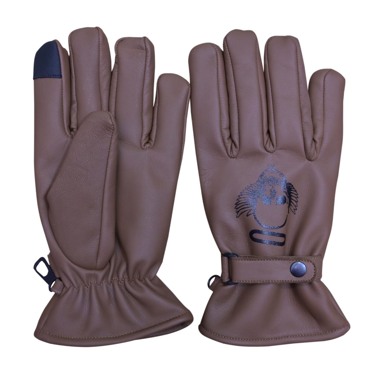Men’s Genuine Leather Gloves – Brown Winter Driving Gloves with Strap